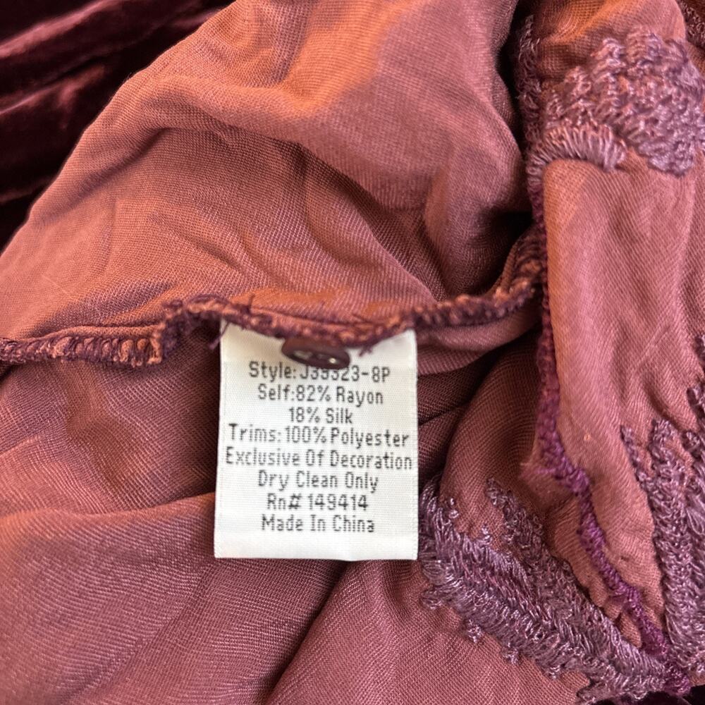 NEW Johnny Was Palmira Velvet Midi Dress Womens Petite Small (6-8) Purple Boho - Picture 9 of 9